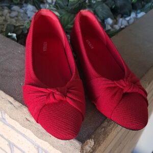 Vivaia Red Size 40 Almond-Toe Knotted Flats (Bibi)